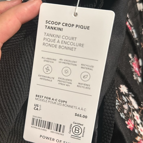 Athleta SCOOP CROP TANKINI A-C // Pique Black - Picture 8 of 9